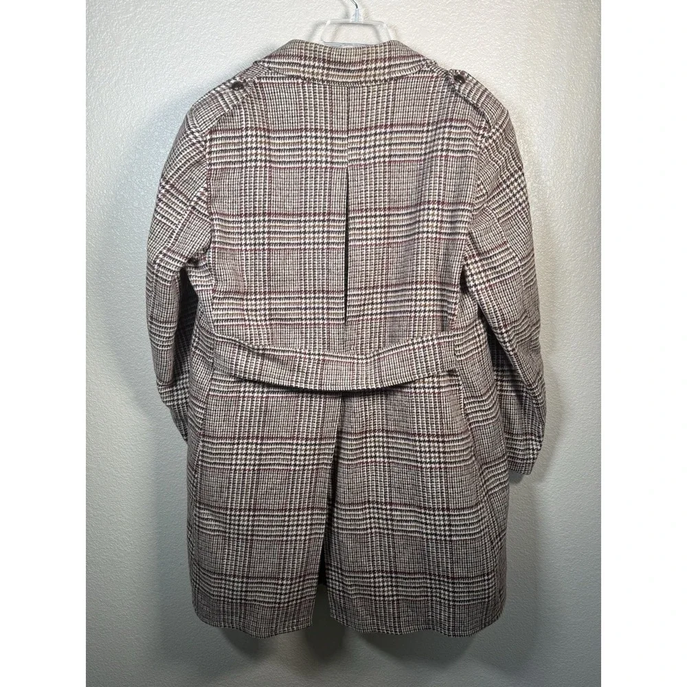 Vtg McGregor Men's Plaid Overcoat Sz 44 Glen Check‎ Wool Blend Belted Peacoat